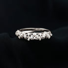 Round Moissanite Semi Eternity Band Ring with Gold Filigree Details Moissanite - ( D-VS1 ) - Color and Clarity - Rosec Jewels