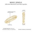 Round Moissanite Semi Eternity Band Ring with Gold Filigree Details Moissanite - ( D-VS1 ) - Color and Clarity - Rosec Jewels