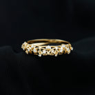 Round Moissanite Semi Eternity Band Ring with Gold Filigree Details Moissanite - ( D-VS1 ) - Color and Clarity - Rosec Jewels