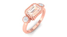 Bezel Morganite East West Engagement Ring with Diamond Morganite - ( AAA ) - Quality - Rosec Jewels