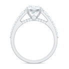 Round Shape Moissanite Solitaire Engagement Ring with Side Stones Moissanite - ( D-VS1 ) - Color and Clarity - Rosec Jewels