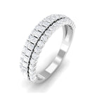 Classic Moissanite Three Row Wedding Band Ring Moissanite - ( D-VS1 ) - Color and Clarity - Rosec Jewels