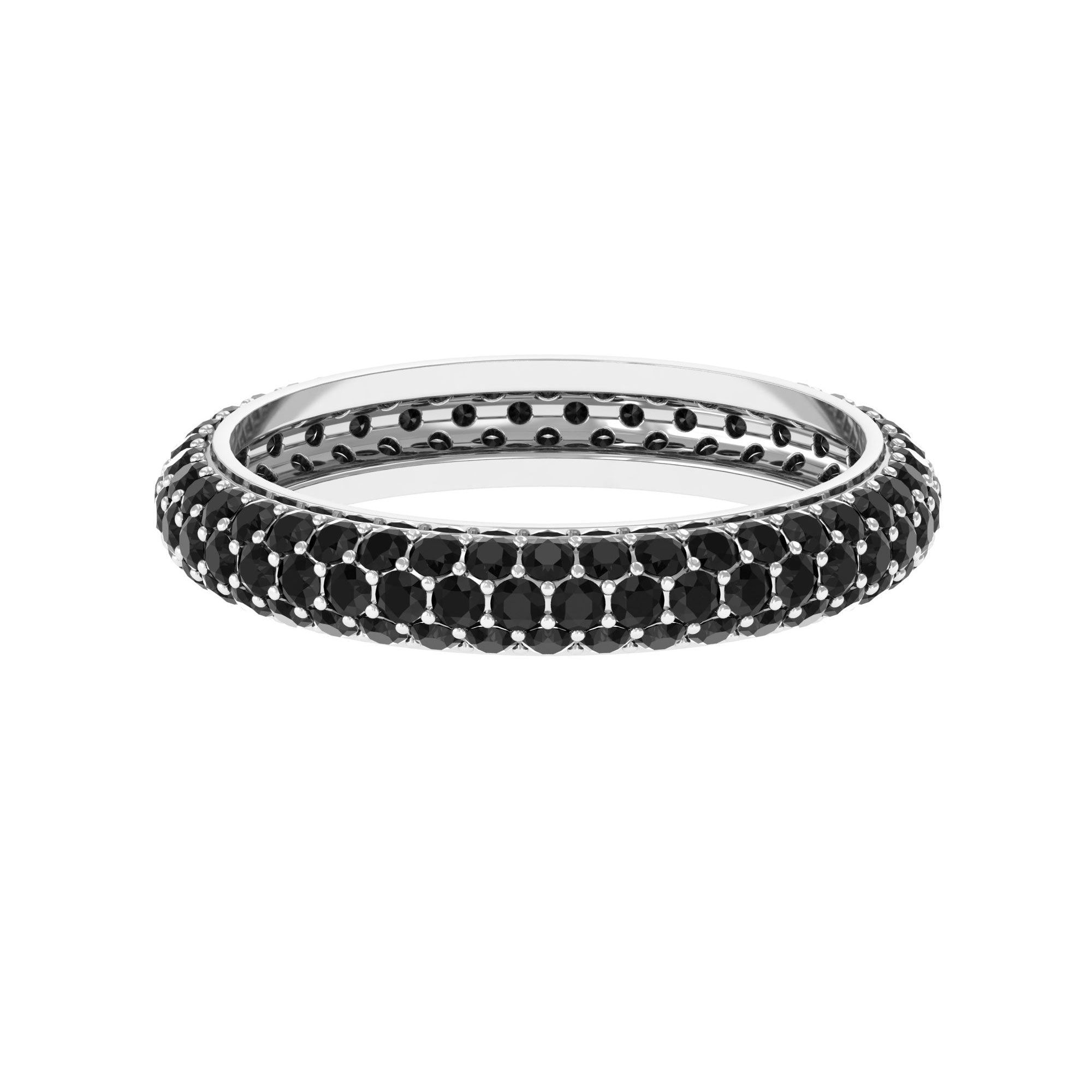 Thick Eternity Band with 2 CT Lab Created Black Diamond Lab Created Black Diamond - ( AAAA ) - Quality - Rosec Jewels