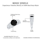 Filigree Engagement Ring with Black Onyx and Diamond Black Onyx - ( AAA ) - Quality - Rosec Jewels