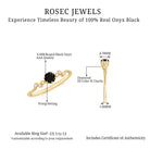 Prong Set Black Onyx and Beaded Diamond Promise Ring Black Onyx - ( AAA ) - Quality - Rosec Jewels