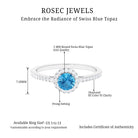 1 CT Swiss Blue Topaz Solitaire Ring with Diamond Accents Swiss Blue Topaz - ( AAA ) - Quality - Rosec Jewels