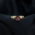 Round Shape Garnet Solitaire and Filigree Ring Garnet - ( AAA ) - Quality - Rosec Jewels