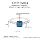 Asscher Cut London Blue Topaz Solitaire Ring with Diamond Side Stones London Blue Topaz - ( AAA ) - Quality - Rosec Jewels