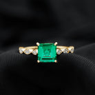 Princess Cut Created Emerald Solitaire Engagement Ring with Moissanite Lab Created Emerald - ( AAAA ) - Quality - Rosec Jewels