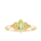 3.5X7 MM Marquise Cut Peridot Solitaire Ring with Gold Celtic Details Peridot - ( AAA ) - Quality - Rosec Jewels