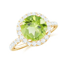 1 CT Peridot Solitaire Ring with Moissanite Accent Ring Peridot - ( AAA ) - Quality - Rosec Jewels