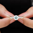 Minimal Blue Aquamarine Ring with Diamond Accent Aquamarine - ( AAA ) - Quality - Rosec Jewels