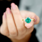 Simple Round Lab Grown Emerald Solitaire Engagement Ring Lab Created Emerald - ( AAAA ) - Quality - Rosec Jewels