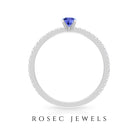 Tanzanite Dainty Solitaire Ring with French Pave Set Diamond Tanzanite - ( AAA ) - Quality - Rosec Jewels