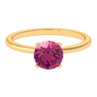 Round Pink Tourmaline Solitaire Ring in Peg Head Setting Pink Tourmaline - ( AAA ) - Quality - Rosec Jewels