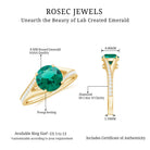 8 MM Created Emerald Solitaire Split Shank Ring with Diamond Lab Created Emerald - ( AAAA ) - Quality - Rosec Jewels