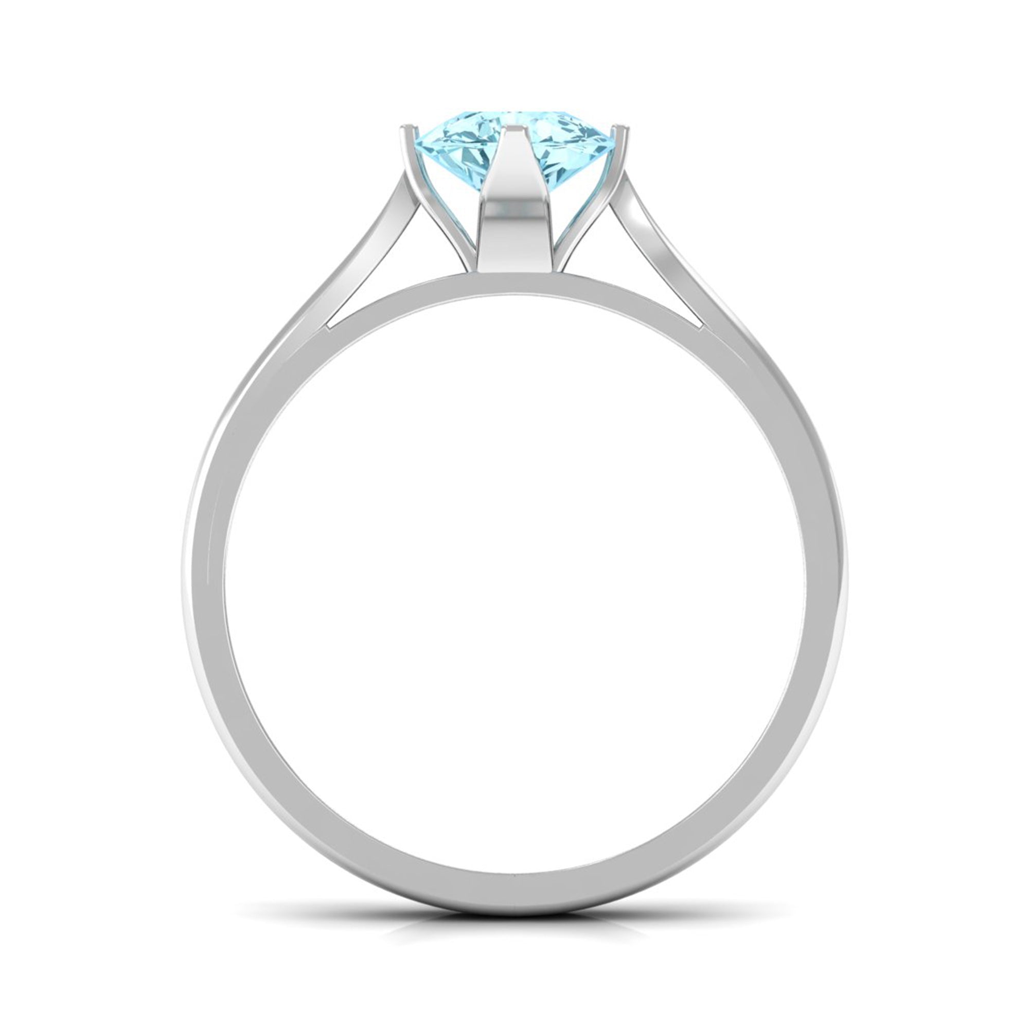 Teardrop Solitaire Ring with Aquamarine Aquamarine - ( AAA ) - Quality - Rosec Jewels