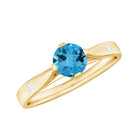 1/2 CT Solitaire Ring with Swiss Blue Topaz and Diamond for Her Swiss Blue Topaz - ( AAA ) - Quality - Rosec Jewels