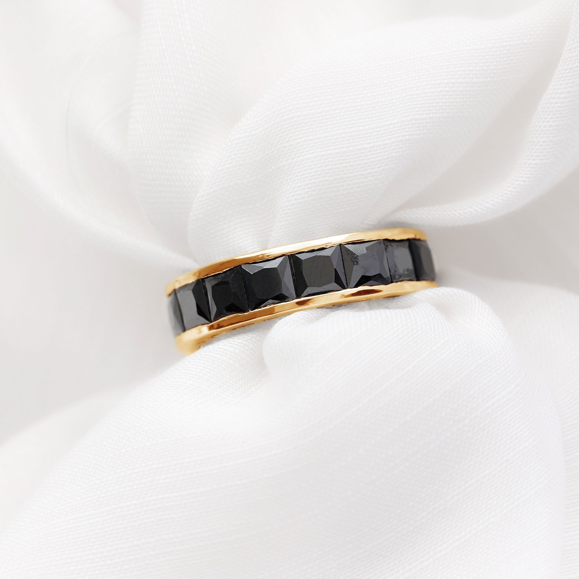 Princess Cut Black Onyx Eternity Band Black Onyx - ( AAA ) - Quality - Rosec Jewels