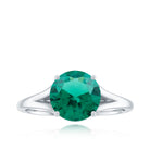 Solitaire Promise Ring with 2 CT Lab Created Emerald and Diamond Lab Created Emerald - ( AAAA ) - Quality - Rosec Jewels