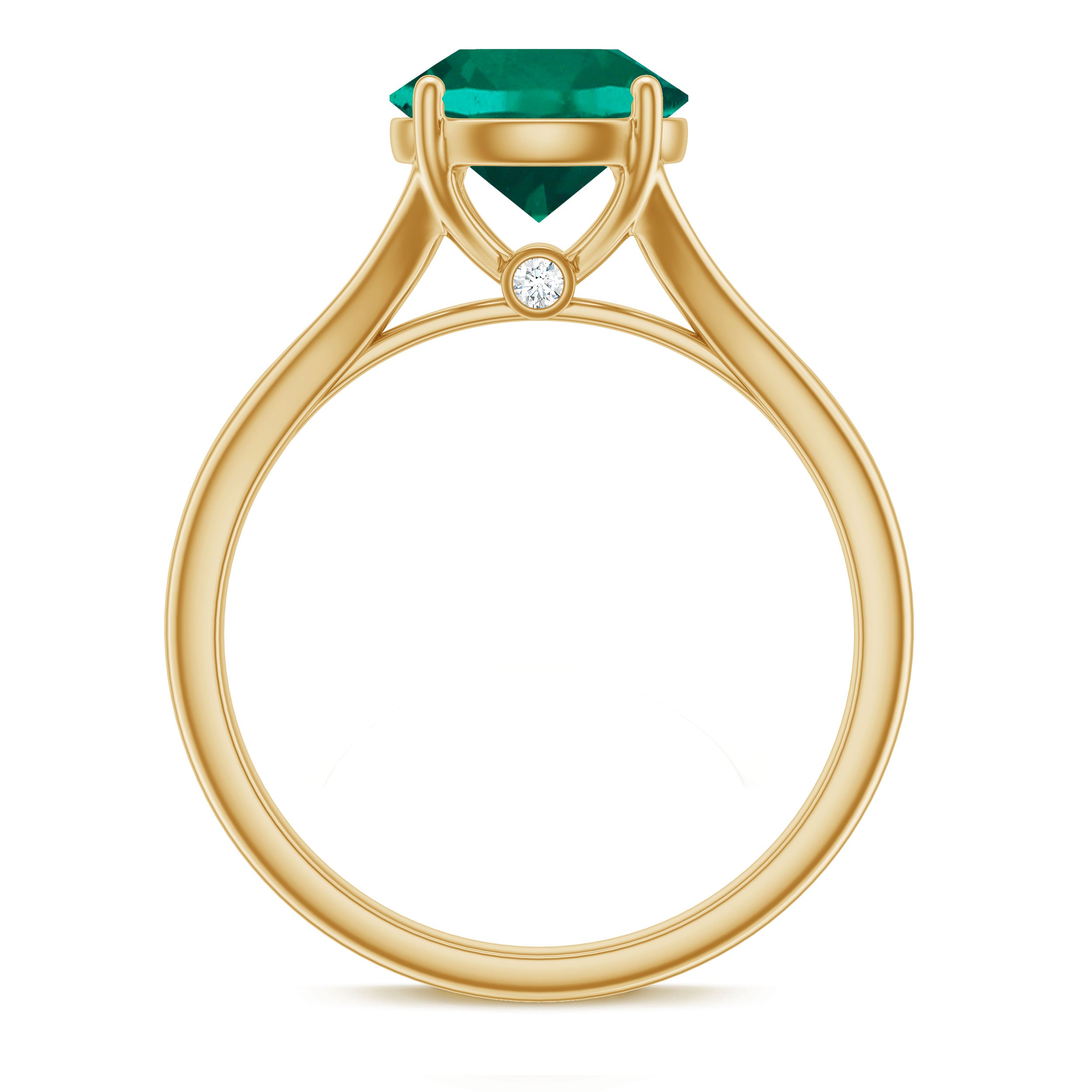 Solitaire Promise Ring with 2 CT Lab Created Emerald and Diamond Lab Created Emerald - ( AAAA ) - Quality - Rosec Jewels