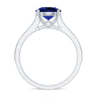 Rosec Jewels-2.50 CT Created Blue Sapphire Solitaire Engagement Ring with Diamond and Milgrain Detailing