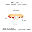 Certified Moissanite Solitaire Engagement Ring With Lab Grown Ruby Lab Created Ruby - ( AAAA ) - Quality - Rosec Jewels