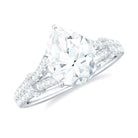 Pear Shaped Moissanite Solitaire Engagement Ring in Split Shank Moissanite - ( D-VS1 ) - Color and Clarity - Rosec Jewels