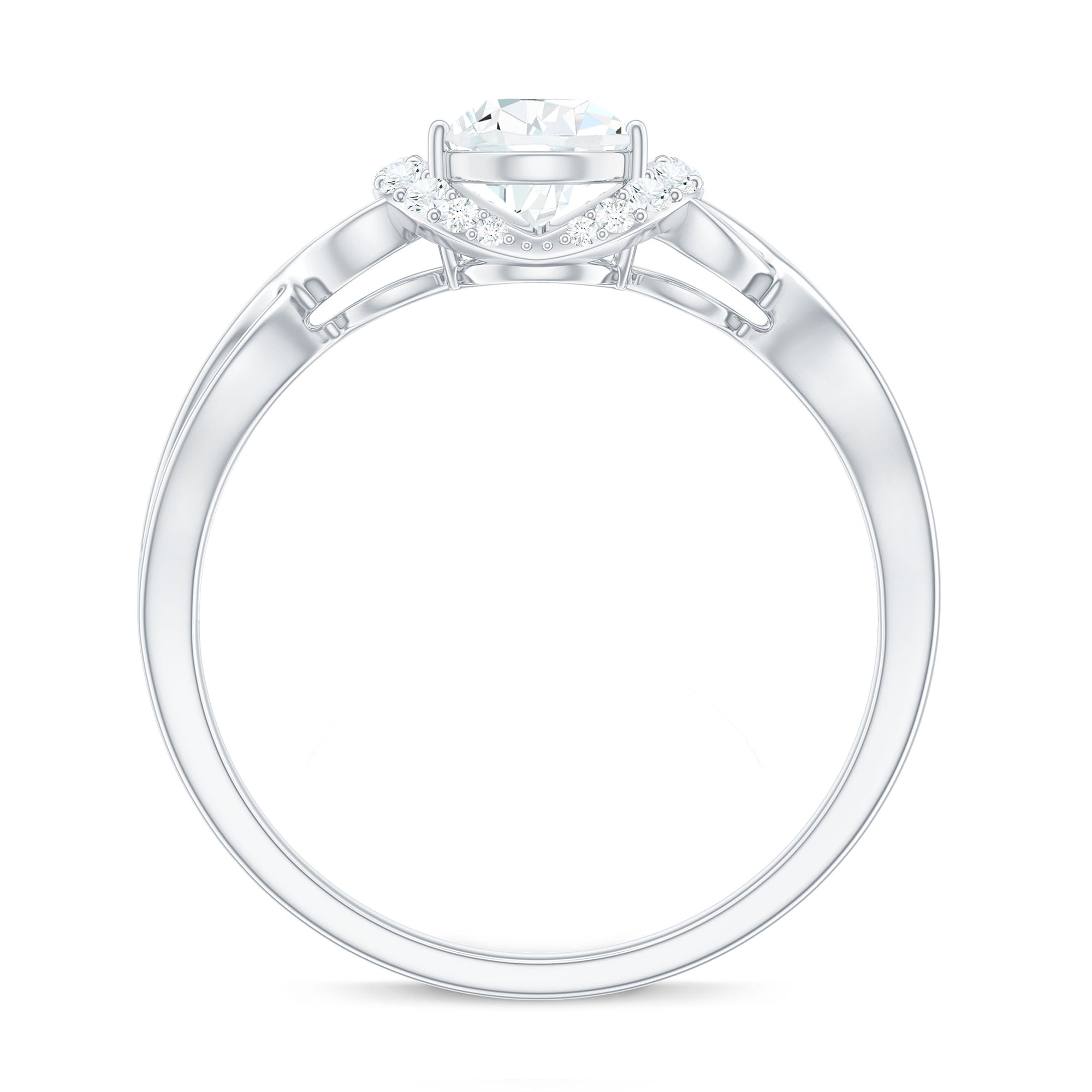 Pear Shaped Moissanite Solitaire Infinity Ring in Gold Moissanite - ( D-VS1 ) - Color and Clarity - Rosec Jewels