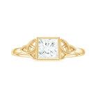 Princess Cut Moissanite Solitaire Celtic Ring in Bezel Setting Moissanite - ( D-VS1 ) - Color and Clarity - Rosec Jewels