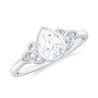 Pear Shaped Moissanite Solitaire Celtic Knot Ring in Bezel Setting Moissanite - ( D-VS1 ) - Color and Clarity - Rosec Jewels