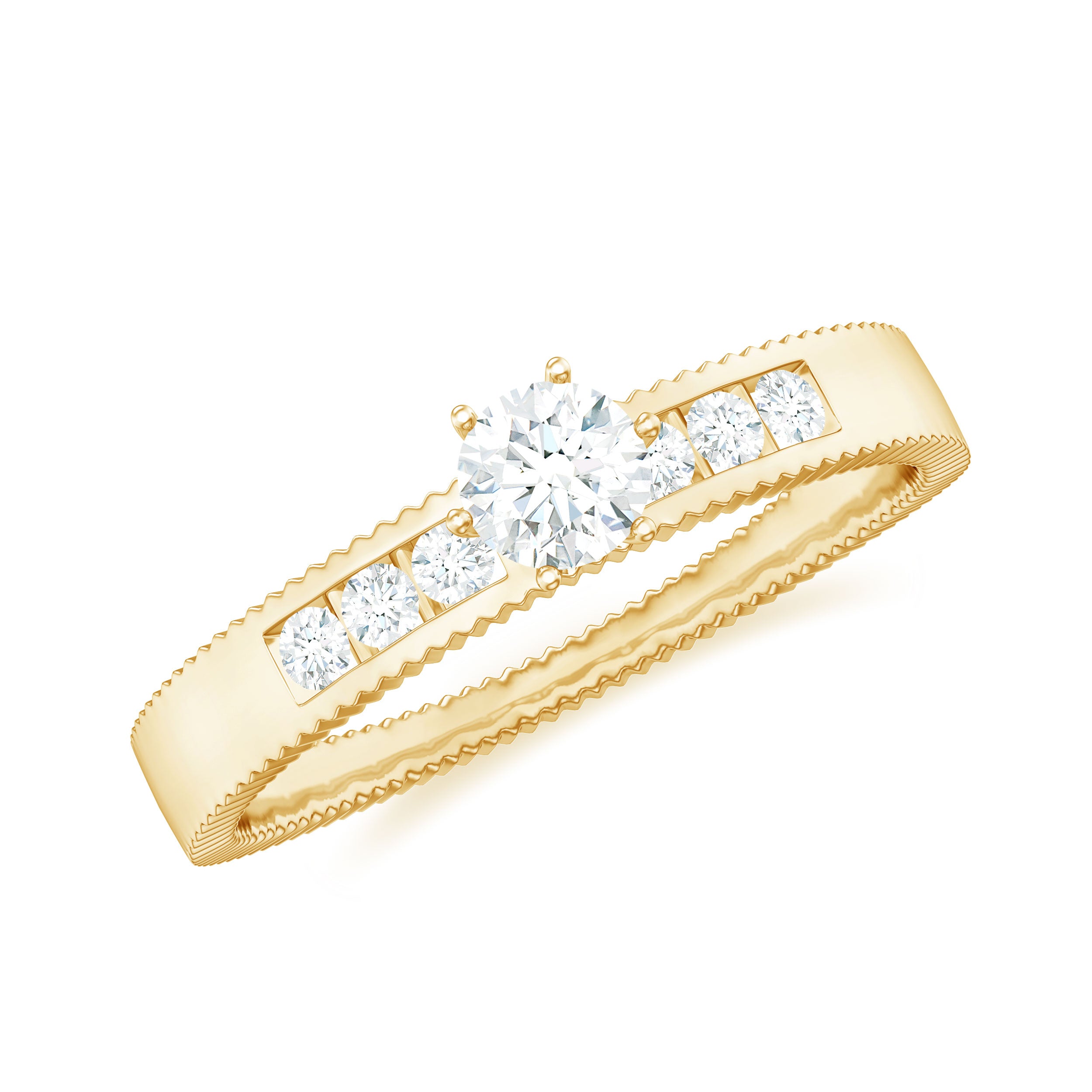 0.5 CT Natural Diamond Solitaire Gold Band Ring Diamond - ( HI-SI ) - Color and Clarity - Rosec Jewels