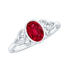 Oval Shape Lab Grown Ruby Solitaire Celtic Knot Ring Lab Created Ruby - ( AAAA ) - Quality - Rosec Jewels