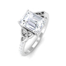 Certified Moissanite Solitaire Ring with Celtic Knot Moissanite - ( D-VS1 ) - Color and Clarity - Rosec Jewels