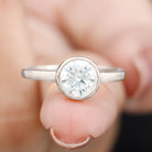 1.50 CT Bezel Set Moissanite Simple Solitaire Ring Moissanite - ( D-VS1 ) - Color and Clarity - Rosec Jewels