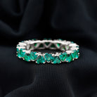 Claw Set Lab-Created Emerald Heart Eternity Band Ring in Gold Lab Created Emerald - ( AAAA ) - Quality - Rosec Jewels