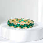 Claw Set Lab-Created Emerald Heart Eternity Band Ring in Gold Lab Created Emerald - ( AAAA ) - Quality - Rosec Jewels