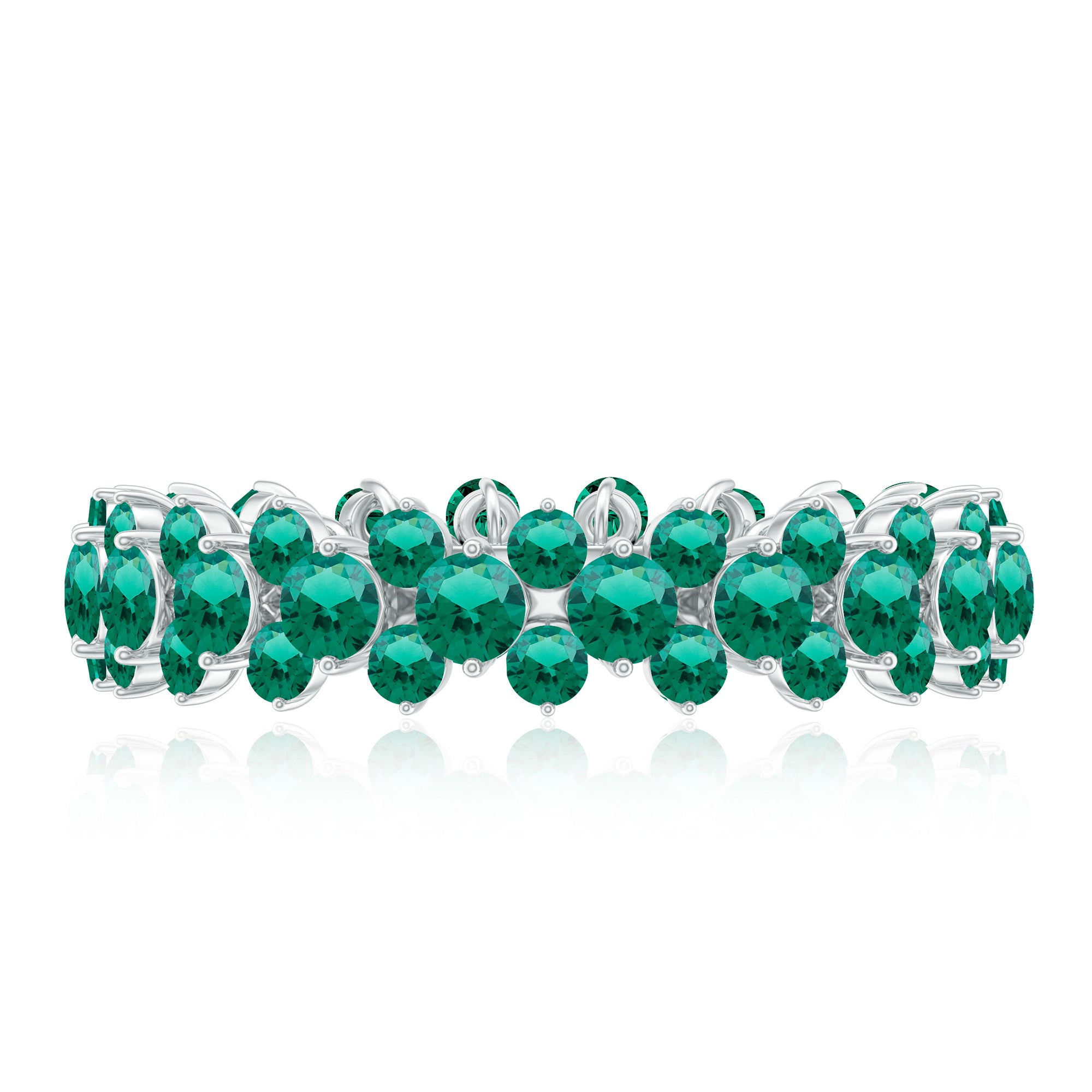 3 CT Prong Set Lab-Created Emerald Full Eternity Band Ring Lab Created Emerald - ( AAAA ) - Quality - Rosec Jewels