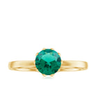 6 MM Round Cut Lab Created Emerald Solitaire Ring in Lotus Basket Setting Lab Created Emerald - ( AAAA ) - Quality - Rosec Jewels