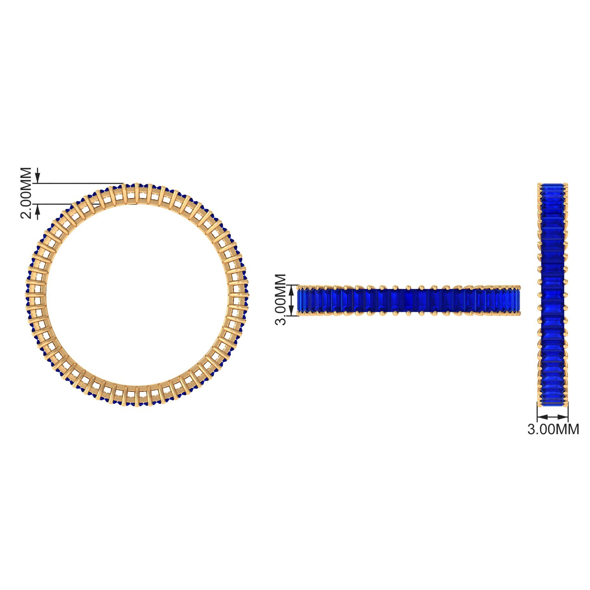 Baguette Cut Created Blue Sapphire Eternity Band Ring Lab Created Blue Sapphire - ( AAAA ) - Quality - Rosec Jewels