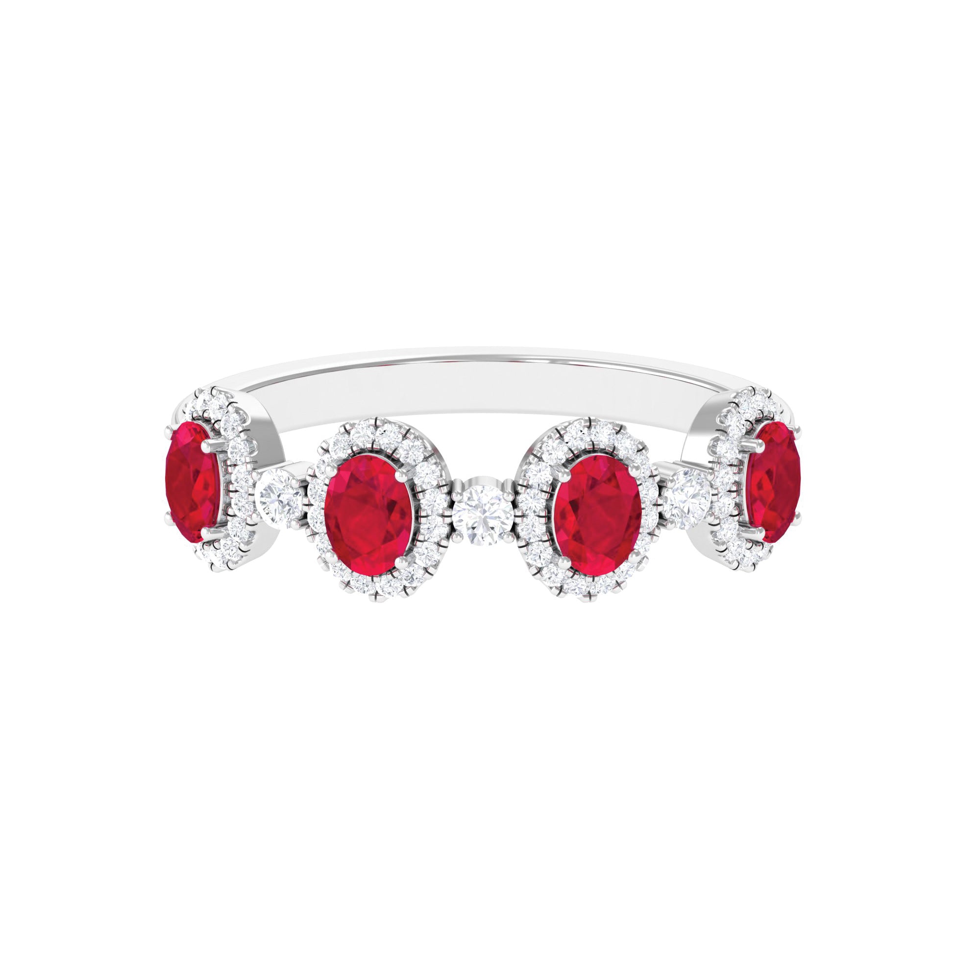 1.5 CT Lab Created Ruby and Diamond Wedding Band Lab Created Ruby - ( AAAA ) - Quality - Rosec Jewels