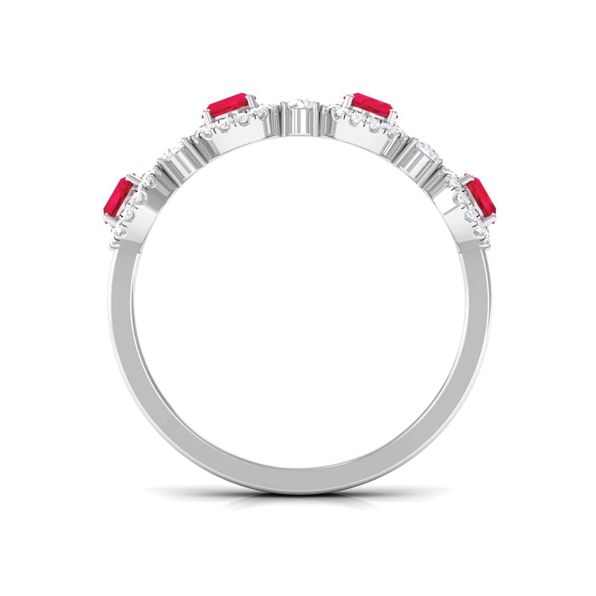 1.5 CT Lab Created Ruby and Diamond Wedding Band Lab Created Ruby - ( AAAA ) - Quality - Rosec Jewels