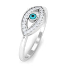 Moissanite Evil Eye Ring with Enamel Moissanite - ( D-VS1 ) - Color and Clarity - Rosec Jewels