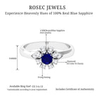 0.75 CT Blue Sapphire Flower Promise Ring with Diamond Blue Sapphire - ( AAA ) - Quality - Rosec Jewels