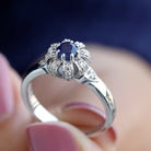 0.75 CT Blue Sapphire Flower Promise Ring with Diamond Blue Sapphire - ( AAA ) - Quality - Rosec Jewels