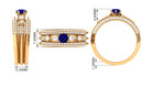 Real Blue Sapphire and Diamond Bridal Ring Set with Beaded Details Blue Sapphire - ( AAA ) - Quality - Rosec Jewels