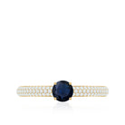 Blue Sapphire Ring with Diamond Simple Engagement Ring Blue Sapphire - ( AAA ) - Quality - Rosec Jewels