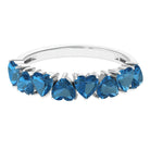 1.75 CT Heart Shape London Blue Topaz Half Eternity Band Ring in Prong Setting for Women London Blue Topaz - ( AAA ) - Quality - Rosec Jewels