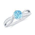 1/2 CT Two Tone Solitaire Infinity Ring with Aquamarine and Diamond Aquamarine - ( AAA ) - Quality - Rosec Jewels