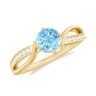 1/2 CT Two Tone Solitaire Infinity Ring with Aquamarine and Diamond Aquamarine - ( AAA ) - Quality - Rosec Jewels